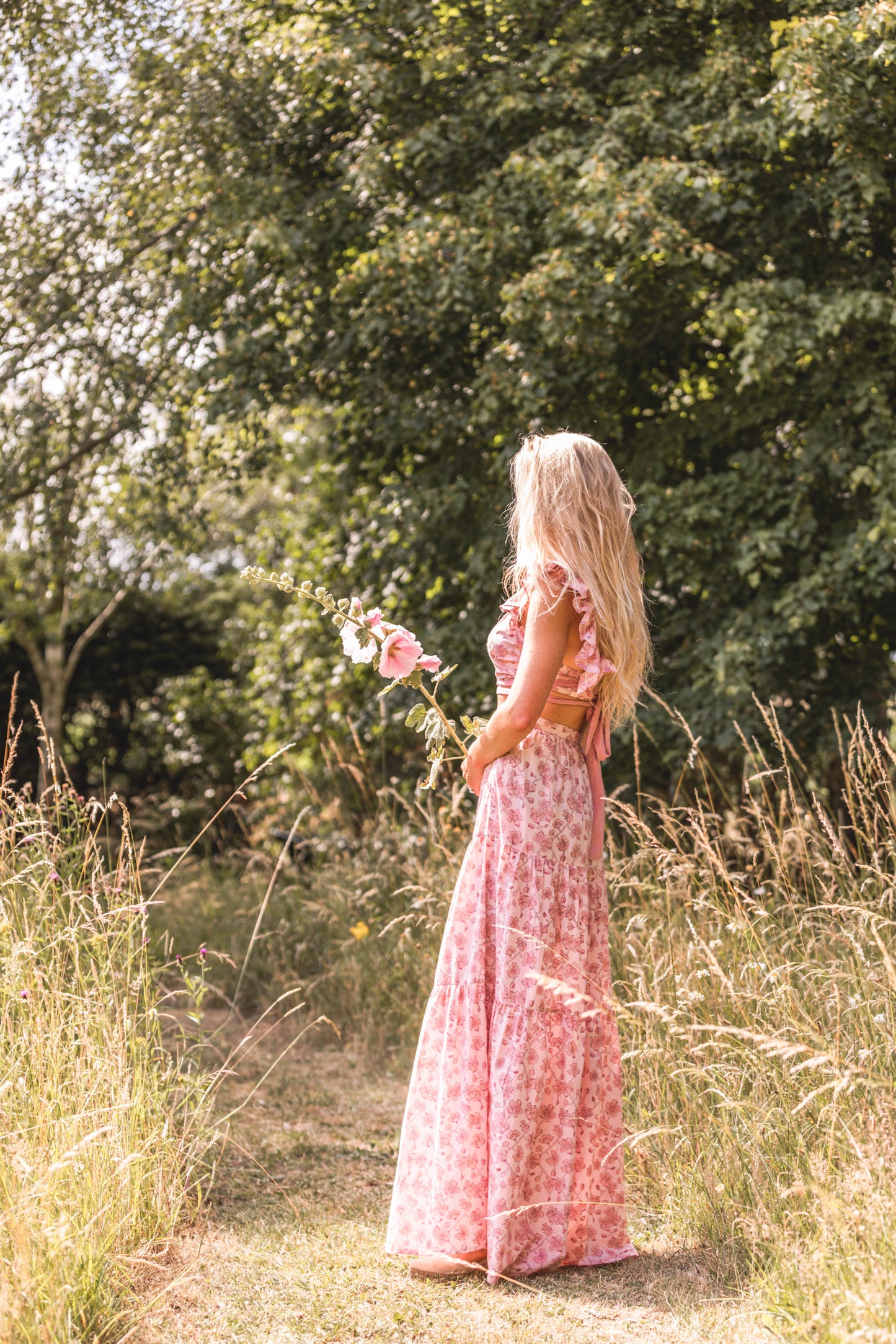 Sakura Blossom Tiered Maxi Skirt
