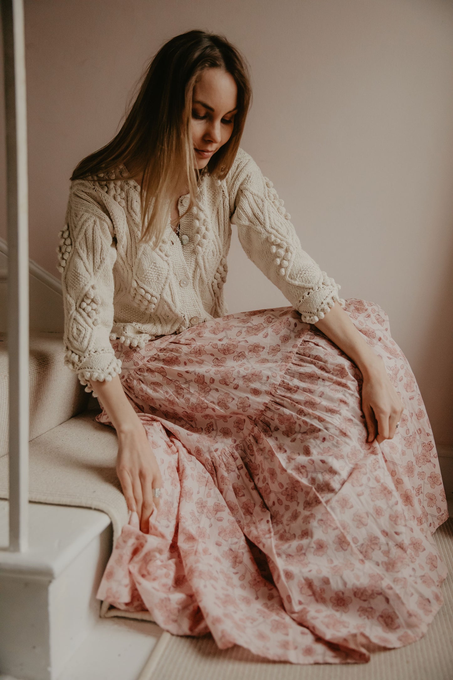 Sakura Blossom Tiered Maxi Skirt