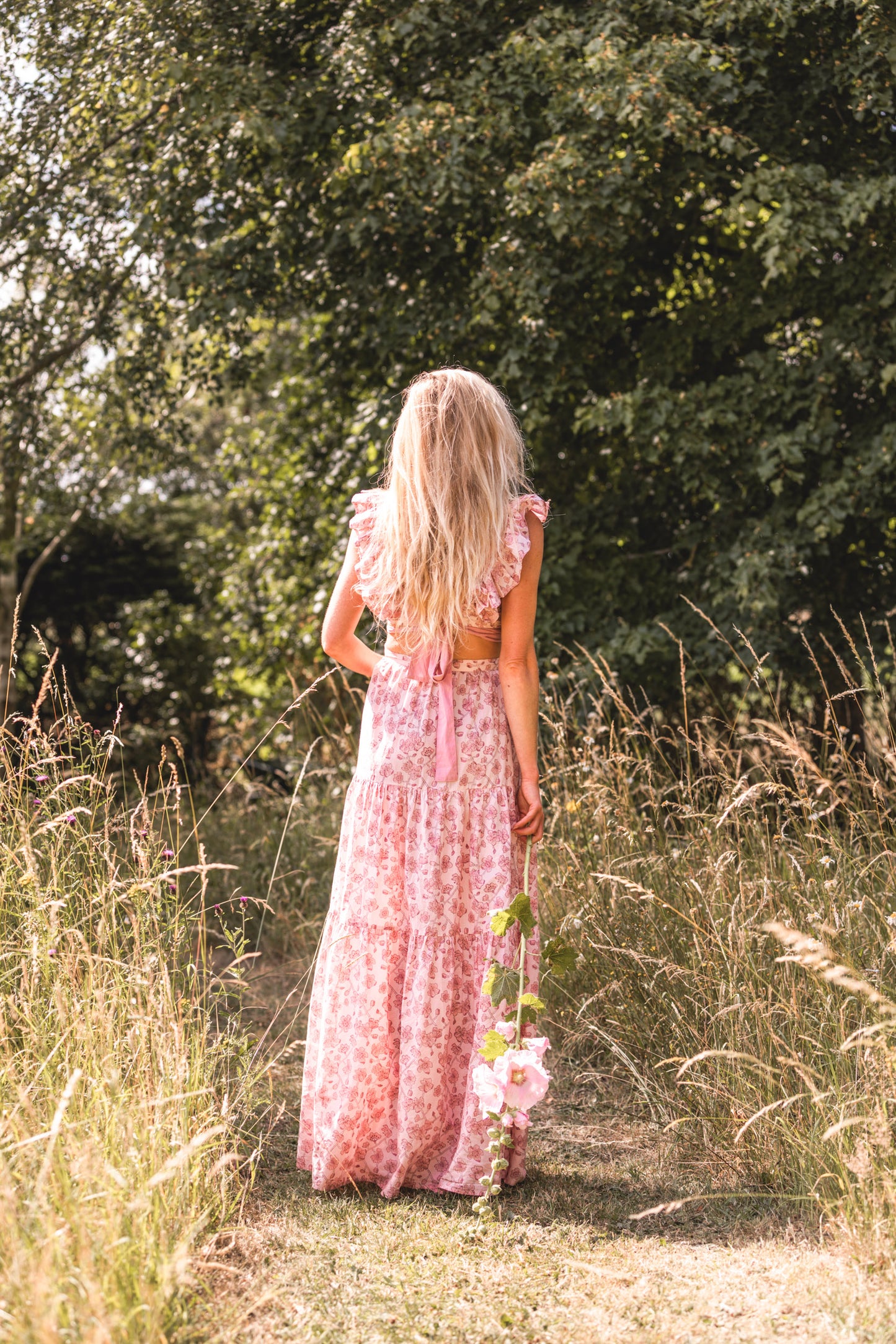 Sakura Blossom Tiered Maxi Skirt